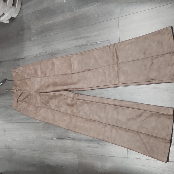 Fashion Nova Stylish Brown Faux Leather Wash Pants Size S - Picture 2 of 6